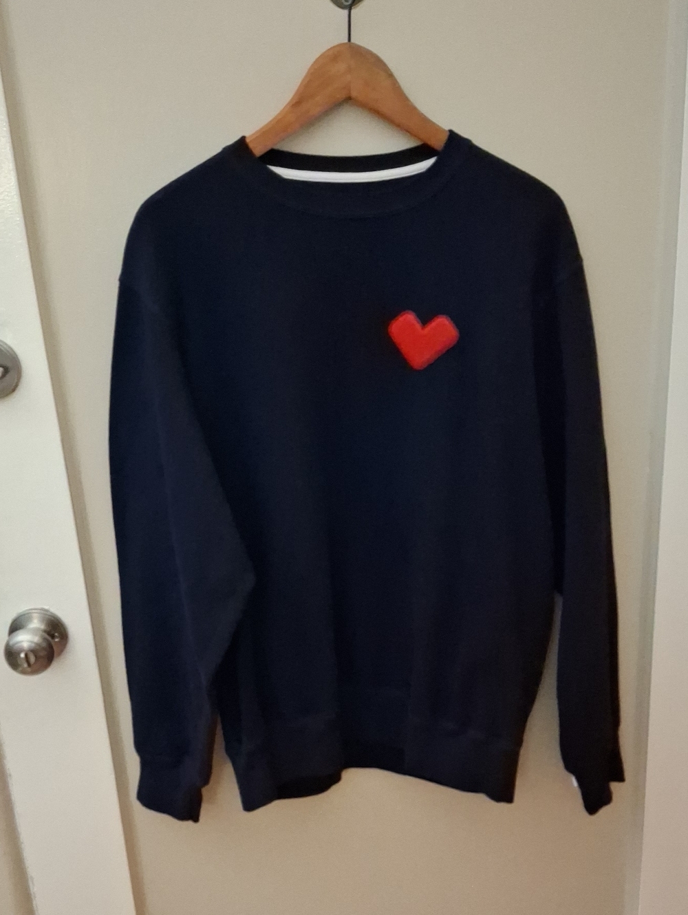 Province Of Canada Navy Crewneck Sweatshirt with Red Heart Accent_1